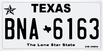 TX license plate BNA6163