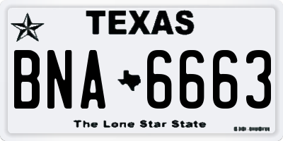 TX license plate BNA6663