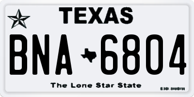 TX license plate BNA6804