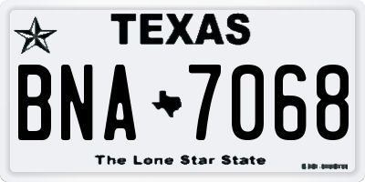 TX license plate BNA7068