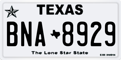 TX license plate BNA8929