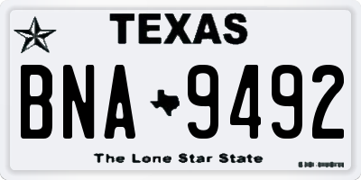 TX license plate BNA9492