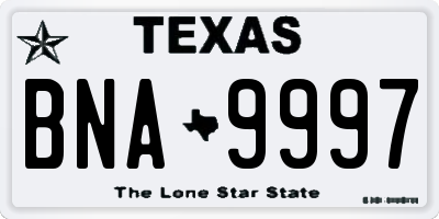 TX license plate BNA9997