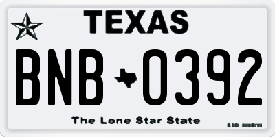 TX license plate BNB0392