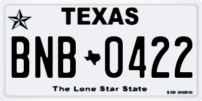 TX license plate BNB0422