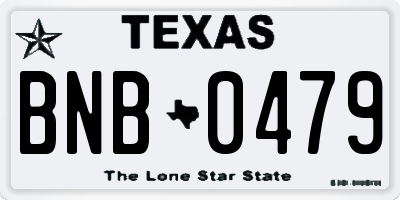 TX license plate BNB0479