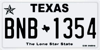 TX license plate BNB1354