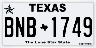 TX license plate BNB1749