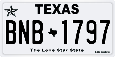 TX license plate BNB1797