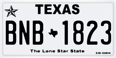 TX license plate BNB1823