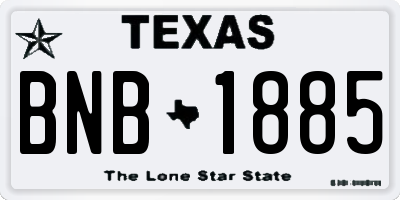 TX license plate BNB1885