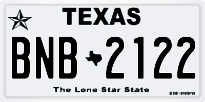 TX license plate BNB2122