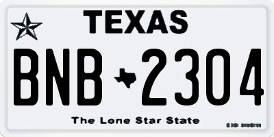 TX license plate BNB2304