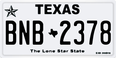 TX license plate BNB2378