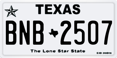 TX license plate BNB2507