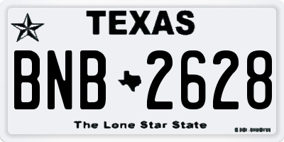 TX license plate BNB2628