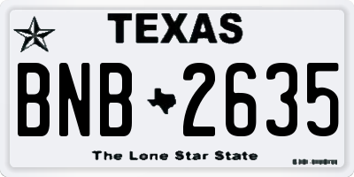 TX license plate BNB2635
