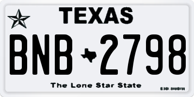 TX license plate BNB2798