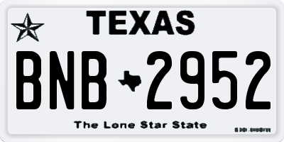 TX license plate BNB2952
