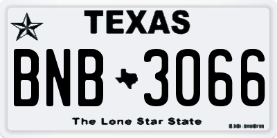 TX license plate BNB3066