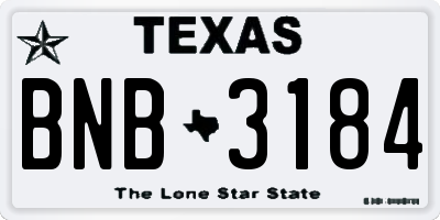 TX license plate BNB3184