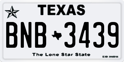 TX license plate BNB3439