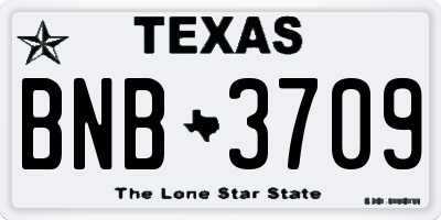 TX license plate BNB3709