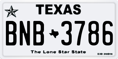 TX license plate BNB3786