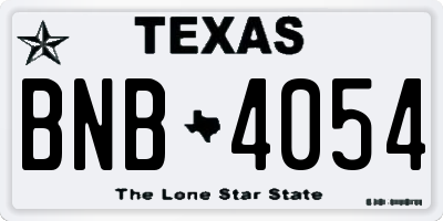 TX license plate BNB4054