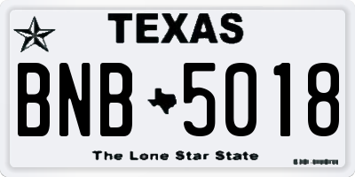 TX license plate BNB5018