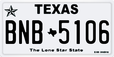 TX license plate BNB5106