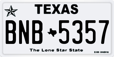 TX license plate BNB5357