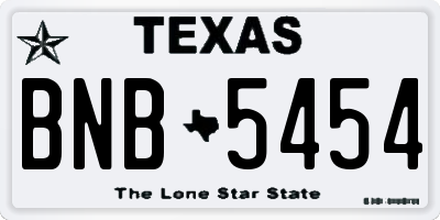 TX license plate BNB5454