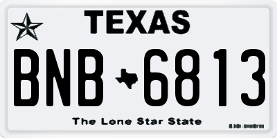 TX license plate BNB6813