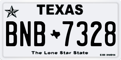 TX license plate BNB7328
