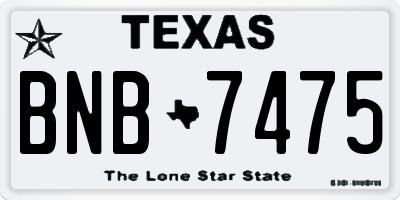 TX license plate BNB7475