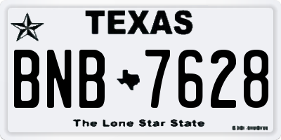 TX license plate BNB7628
