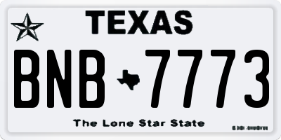 TX license plate BNB7773