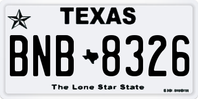 TX license plate BNB8326