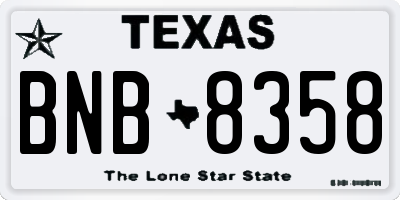 TX license plate BNB8358