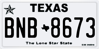 TX license plate BNB8673