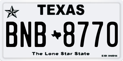 TX license plate BNB8770