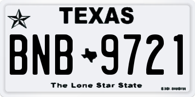 TX license plate BNB9721