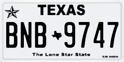 TX license plate BNB9747