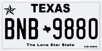 TX license plate BNB9880