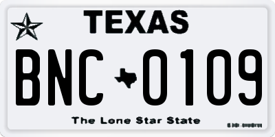 TX license plate BNC0109