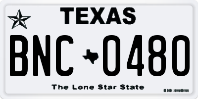 TX license plate BNC0480