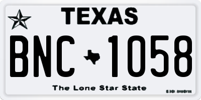 TX license plate BNC1058