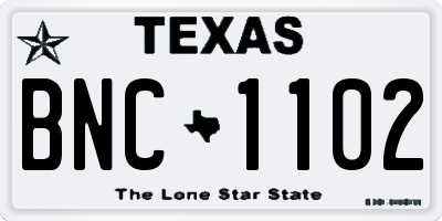 TX license plate BNC1102