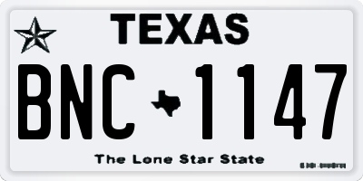 TX license plate BNC1147